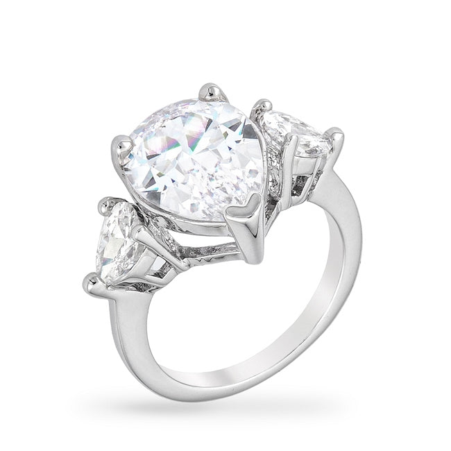 Delilah 6ct Pear Three Stone Engagement Ring | 7.5ct