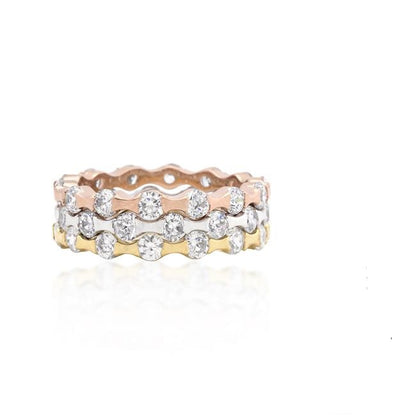 Delinda Tri-tone Stackable Eternity  Ring Set | 6ct