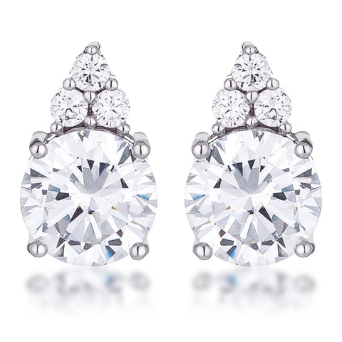 Abigail Simple 9mm Clear Round Stud Earrings | 3.1ct
