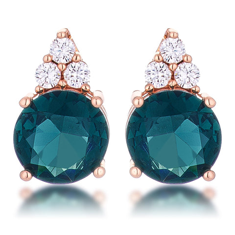 Abigail Simple 9mm Blue Green Round Stud Earrings | 3.1ct