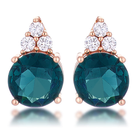 Abigail Simple 9mm Blue Green Round Stud Earrings | 3.1ct