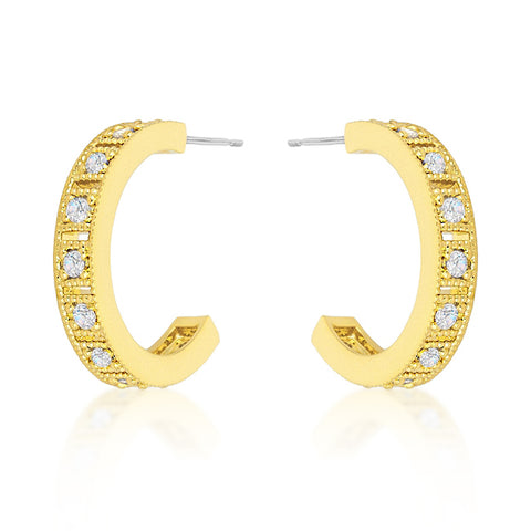 Edmee Gold Milgrain Small Hoop Earrings