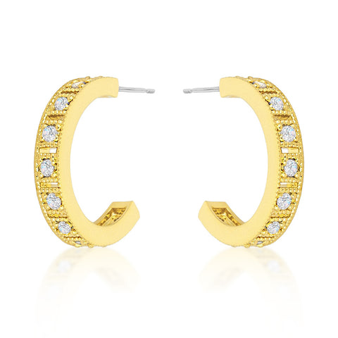 Edmee Gold Milgrain Small Hoop Earrings