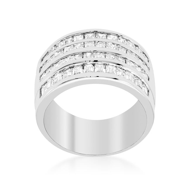 Edmee Princess Emerald CZ Wide Band Ring | 5ct