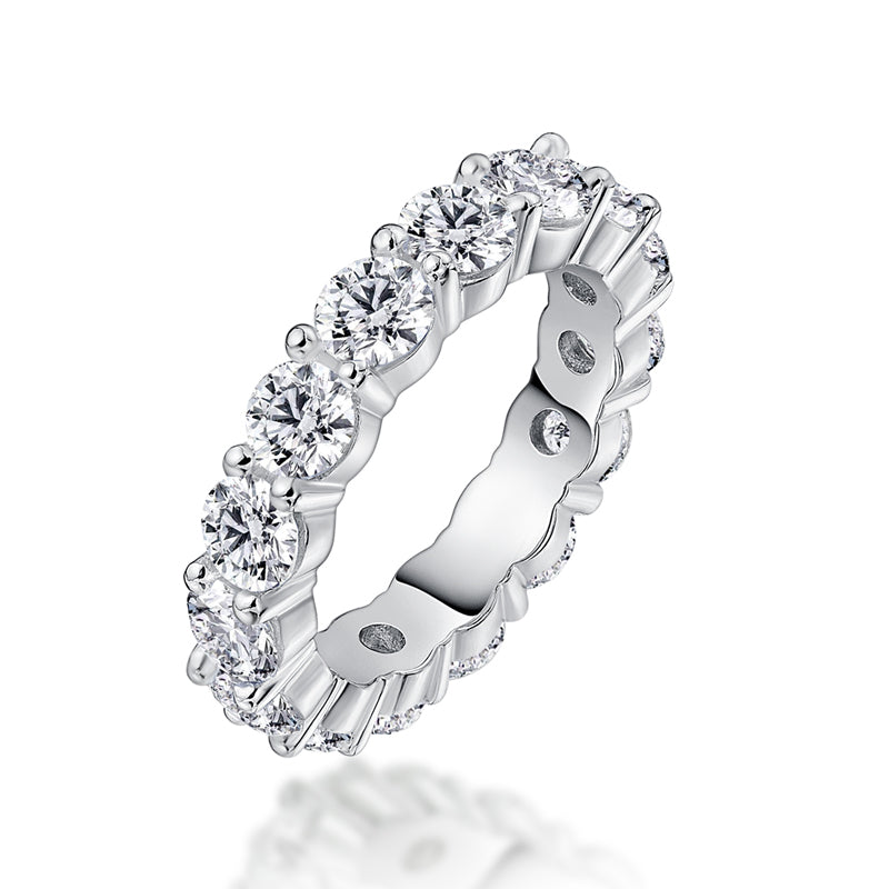 Elana 4mm Round CZ Eternity Stackable Ring | 6ct | Sterling Silver