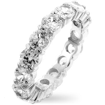 Elana 4mm Round CZ Eternity  Band Ring | 6ct | Sterling Silver