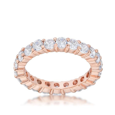 Elizabeth Clear Eternity Stackable Rose Gold Ring | 4ct