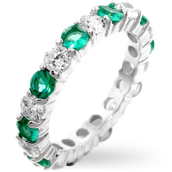 Elizabeth Emerald Green Eternity Stackable Ring | 4ct | Sterling Silver
