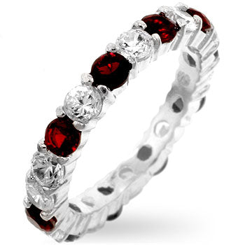 Elizabeth Ruby Red Eternity Stackable Ring | 4ct | Sterling Silver