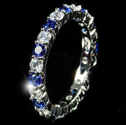 Elizabeth Sapphire Blue Eternity Stackable Ring | 4ct | Sterling Silver