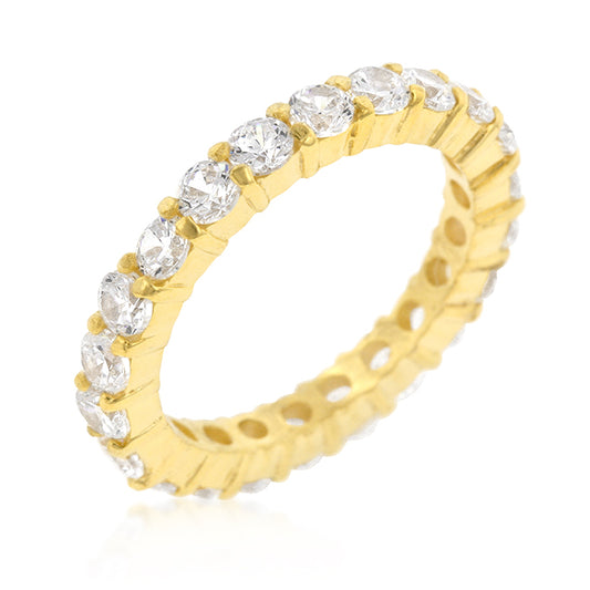 Elizabeth 3mm Round CZ Eternity Gold Ring | 4ct