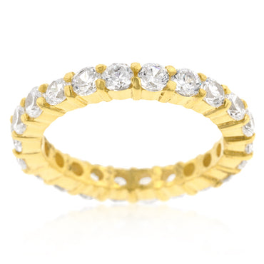 Elizabeth 3mm Round CZ Eternity Gold Ring | 4ct