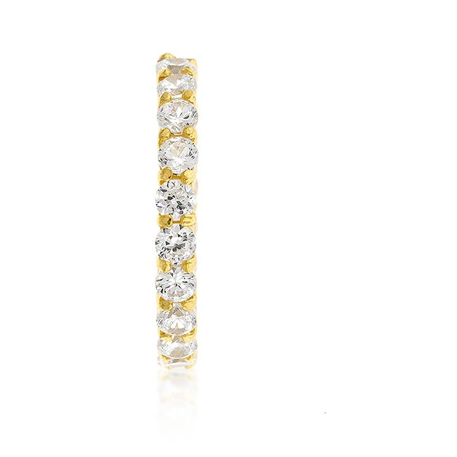 Elizabeth 3mm Round CZ Eternity Gold Ring | 4ct