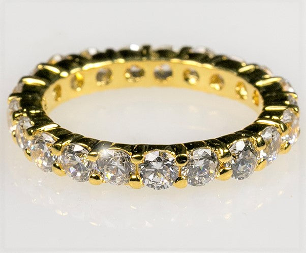 Elizabeth 3mm Round CZ Eternity Gold Ring | 4ct