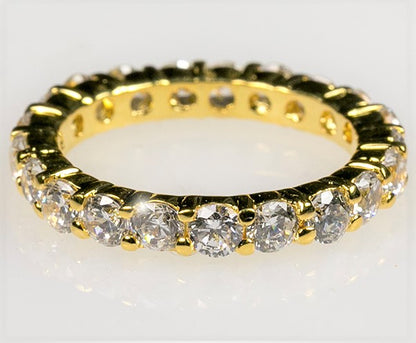 Elizabeth 3mm Round CZ Eternity Gold Ring | 4ct