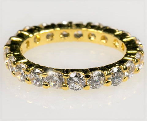 Elizabeth Round CZ Eternity  Gold Ring | 4ct | 18k Gold