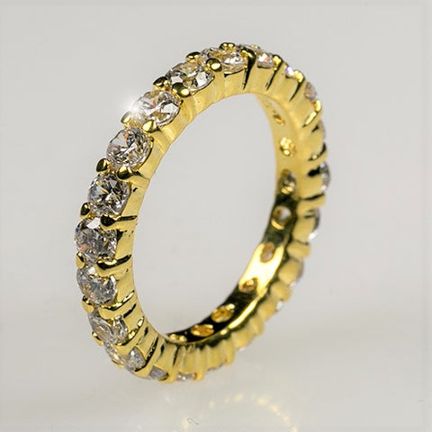 Elizabeth Round CZ Eternity  Gold Ring | 4ct | 18k Gold