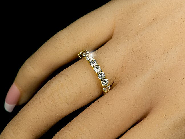 Elizabeth 3mm Round CZ Eternity Gold Ring | 4ct
