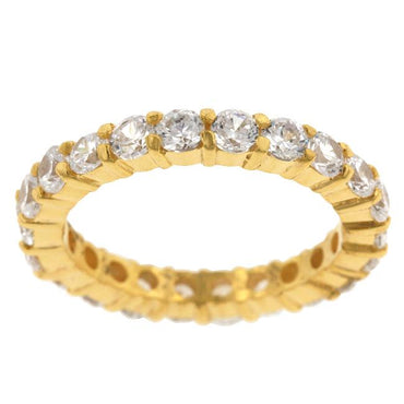 Elizabeth 3mm Round CZ Eternity Gold Ring | 4ct | Sterling Silver