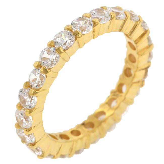 Elizabeth 3mm Round CZ Eternity Gold Ring | 4ct | Sterling Silver