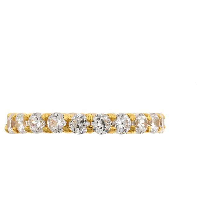 Elizabeth 3mm Round CZ Eternity Gold Ring | 4ct | Sterling Silver
