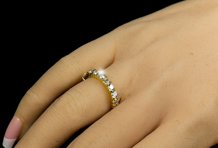 Elizabeth 3mm Round CZ Eternity Gold Ring | 4ct | Sterling Silver