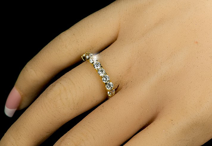 Elizabeth 3mm Round CZ Eternity Gold Ring | 4ct | Sterling Silver