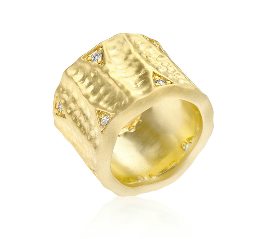 Emilia Textured Matte Golden Eternity Ring | 0.5ct | Cubic Zirconia | 18k Gold - Beloved Sparkles
 - 1