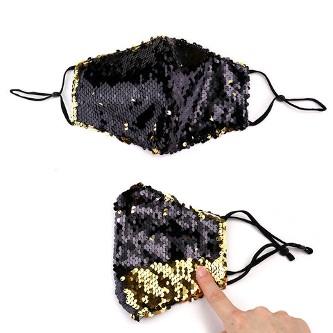 Emily Black and Gold Two Tone Sequin Fashion Mask