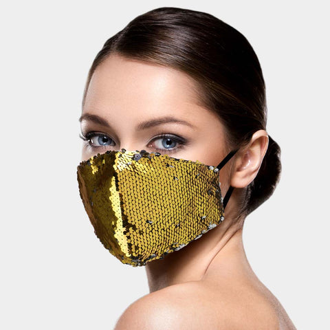 Emily Black and Gold Two Tone Sequin Fashion Mask
