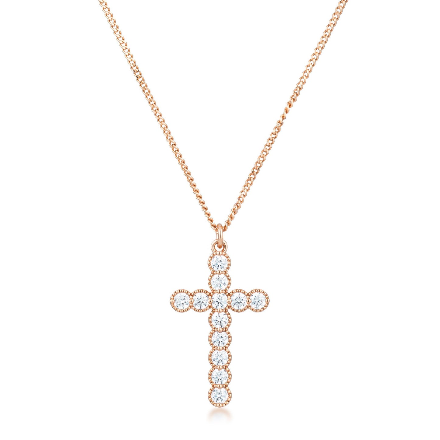 Erin Micro Beaded Gold CZ Cross Pendant