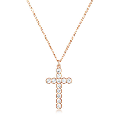 Erin Micro Beaded Gold CZ Cross Pendant