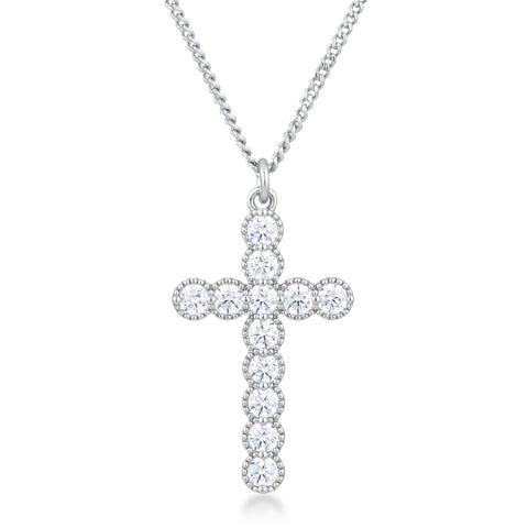 Erin Micro Beaded Gold CZ Cross Pendant