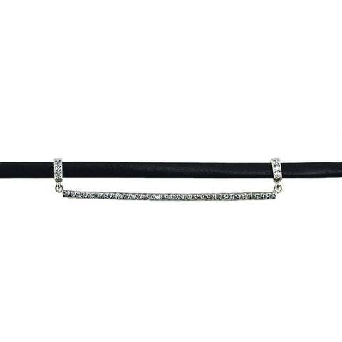 Erin CZ Bar Black Leather Choker