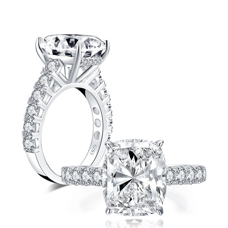 Esmeralda 12x10mm Cushion CZ Engagement Ring | 6.8ct | 925 Sterling Silver