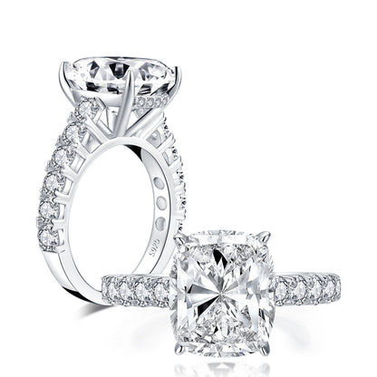 Esmeralda 12x10mm Cushion CZ Engagement Ring | 6.8ct | 925 Sterling Silver