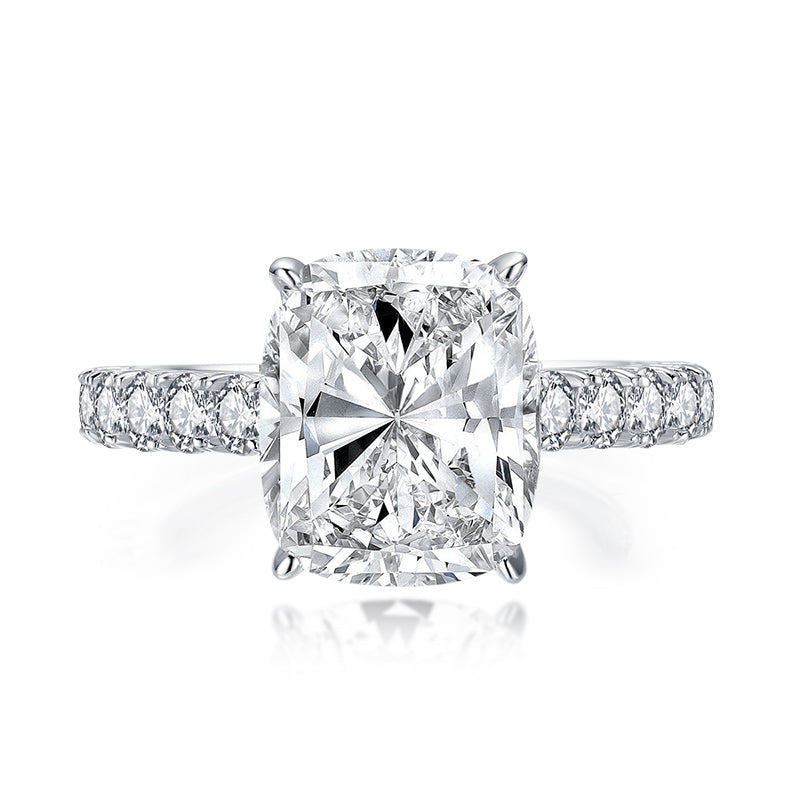 Esmeralda 12x10mm Cushion CZ Engagement Ring | 6.8ct | 925 Sterling Silver