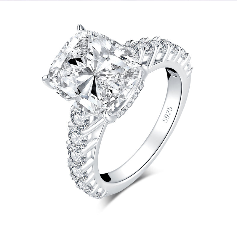 Esmeralda 12x10mm Cushion CZ Engagement Ring | 6.8ct | 925 Sterling Silver