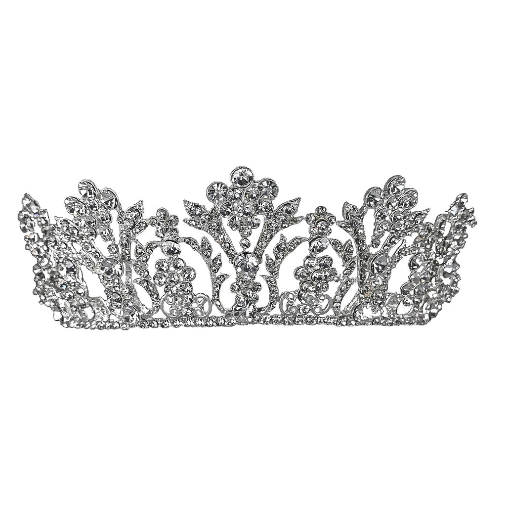 Estella Crystal Floral Bouquet Silver Tiara  Vintage Art Deco Flower  Silvertone Tiara Crown – Beloved Sparkles