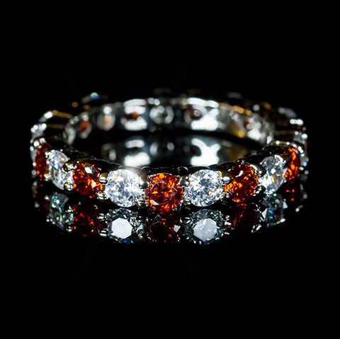 Elizabeth Ruby Red Eternity Stackable Ring | 4ct | Sterling Silver