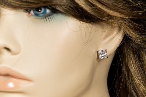 Etta Princess Cut Stud Earrings - 8mm | 2.5ct