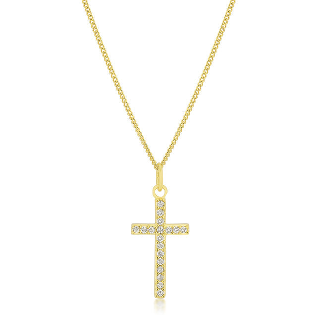 Fae CZ Cross Gold Pendant | 0.2ct
