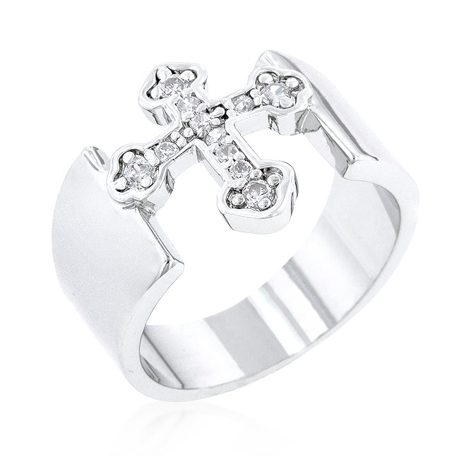 Faith Silver Cross Band Ring | 0.5ct