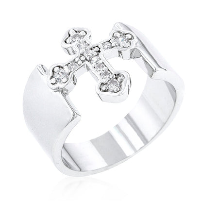 Faith Silver Cross Band Ring | 0.5ct