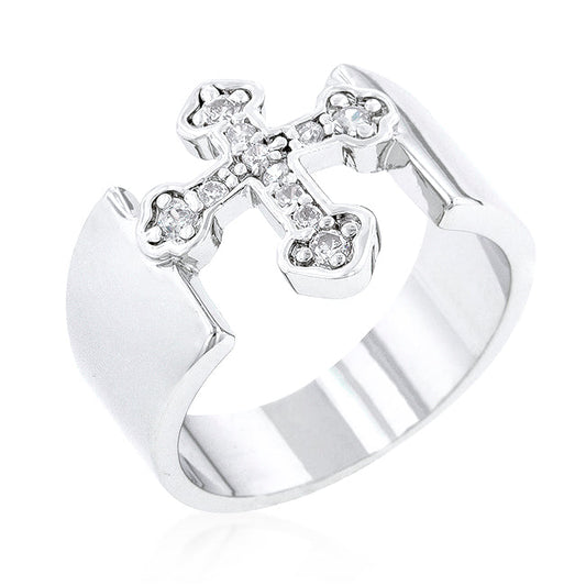 Faith Silver Cross Band Ring | 0.5ct