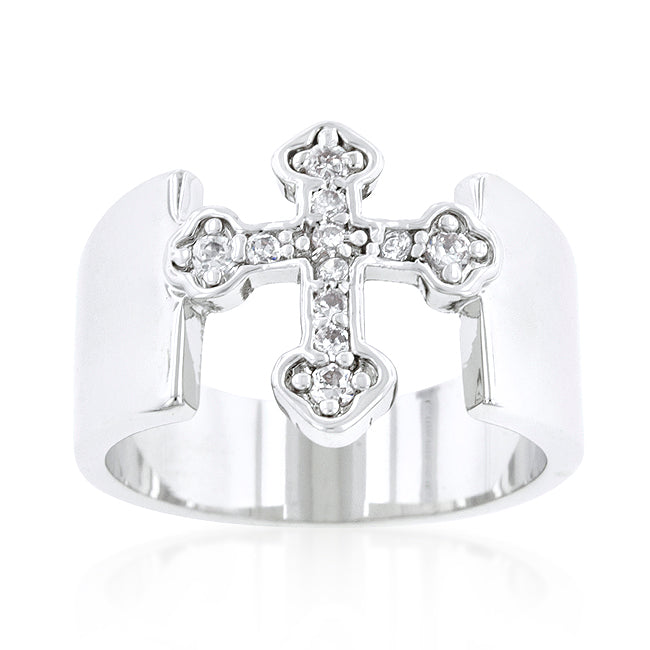 Faith Silver Cross Band Ring | 0.5ct