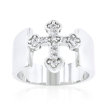 Faith Silver Cross Band Ring | 0.5ct