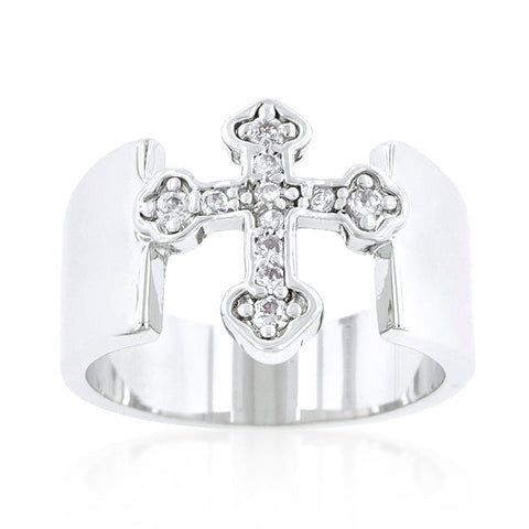 Faith Gold Cross Band Ring | 0.5ct