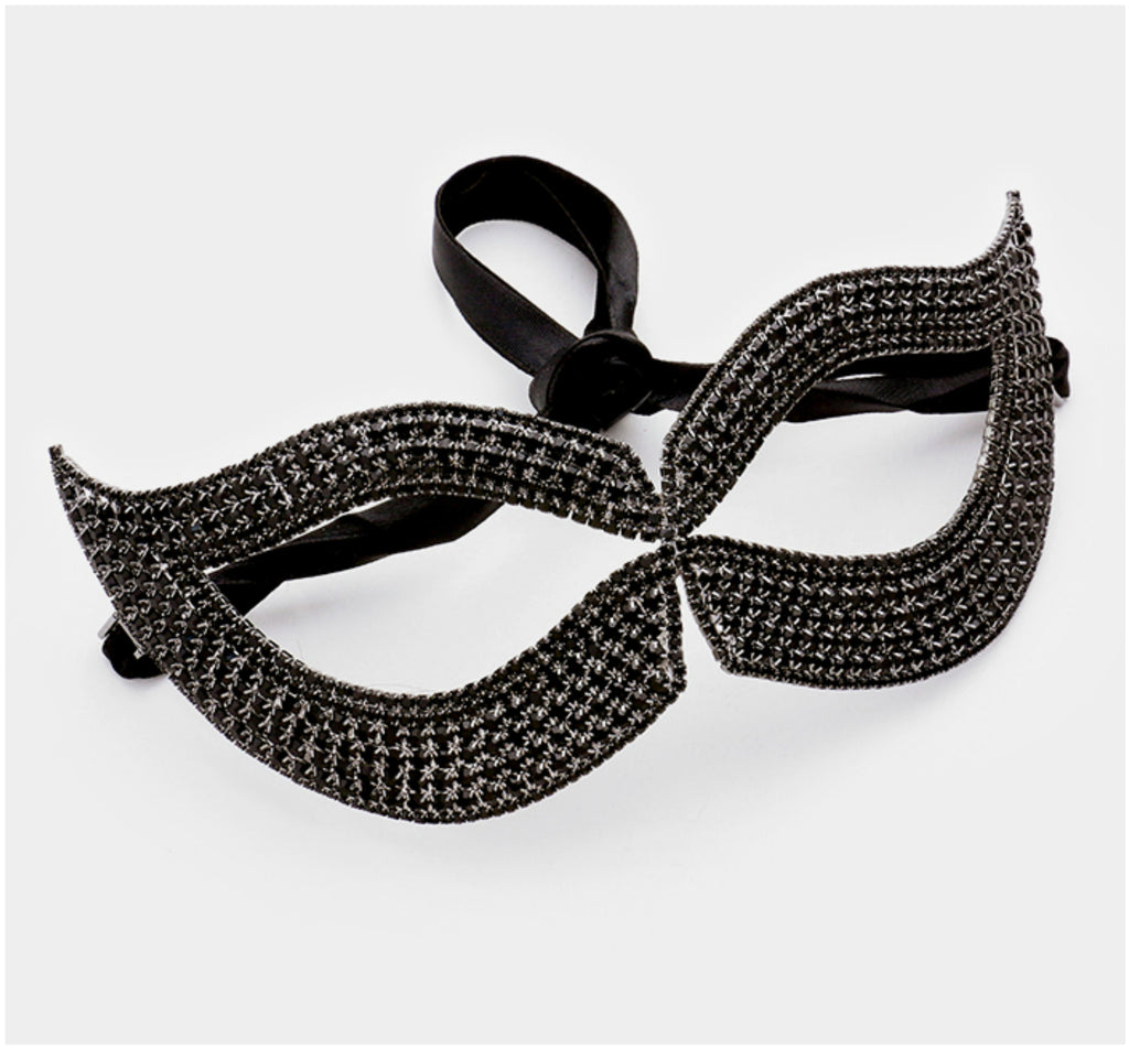 Filipia Custer Cat Eye Masquerade Mask | Black | Crystal - Beloved Sparkles
