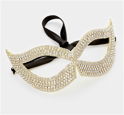 Filipia Custer Cat Eye Masquerade Mask | Gold | Crystal